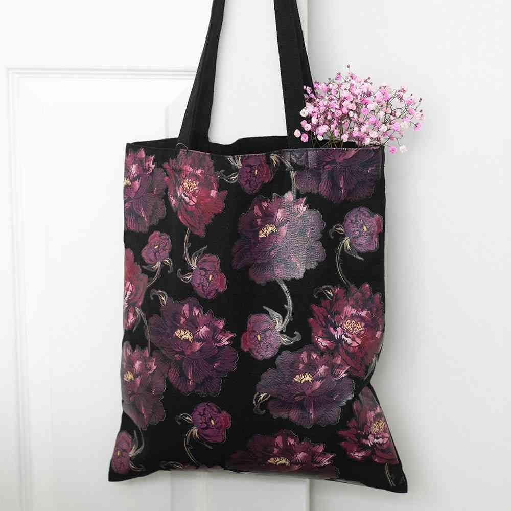Something Different - Dark Romance Floral Print Tote bag - Black